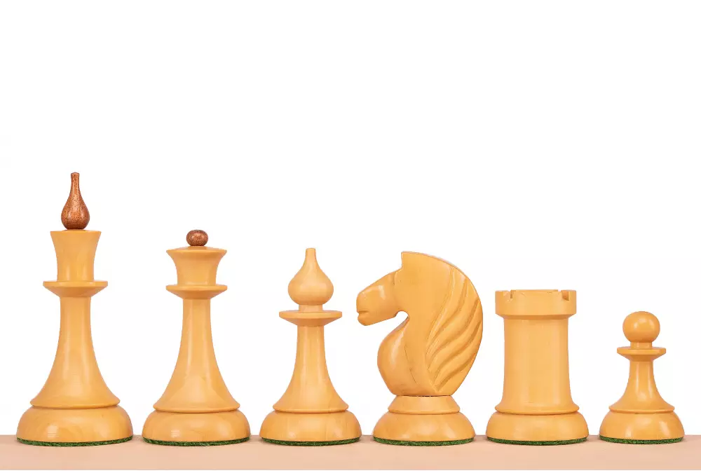 Figury szachowe Queen's Gambit 1957 akacja indyjska 3,75 cale