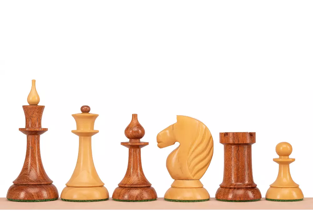 Figury szachowe Queen's Gambit 1957 akacja indyjska 3,75 cale