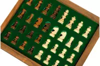 Szachy MAGNETYCZNE 18 cm z intarsjowaną szachownicą i szufladką na figury