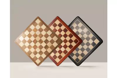 Deska szachowa z litego drewna (53x53cm) - redwood/bukszpan (pole 55 mm)