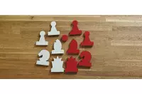 Figury magnetyczne do szachów demonstracyjnych, białe/czerwone (król 75 mm)