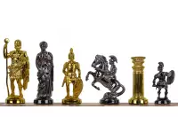 Metalizowane figury szachowe stylizowane na Cesarstwo Rzymskie, dociążane metalem (król 98 mm)