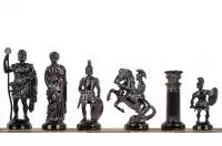 Metalizowane figury szachowe stylizowane na Cesarstwo Rzymskie, dociążane metalem (król 98 mm)