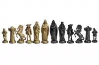 Figury szachowe stylizowane na Średniowiecze, czarno-złote (król 98 mm)