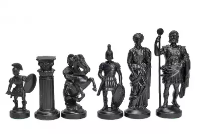 Figury szachowe stylizowane na Cesarstwo Rzymskie, kremowo-czarne (król 98 mm)