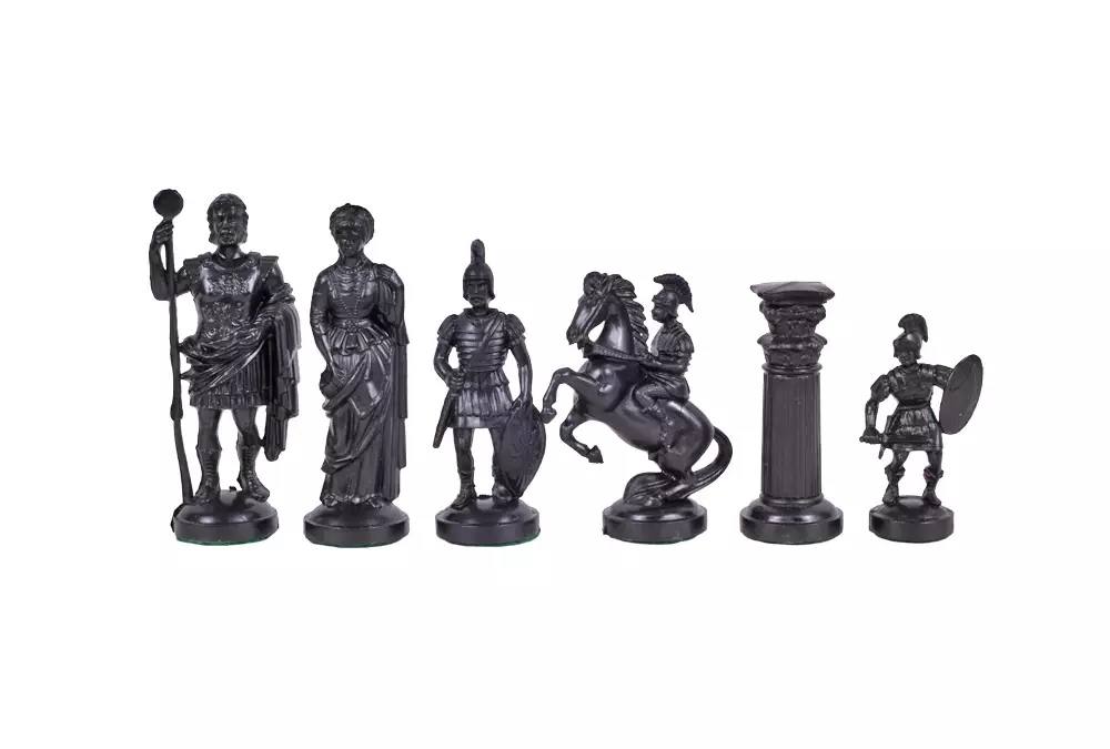 Figury szachowe stylizowane na Cesarstwo Rzymskie, czarno-złote (król 98 mm)