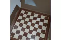 Dwustronna deska: Szachy + 100 polowe warcaby francuskie, (54x54cm), mahoń/klon (intarsja)