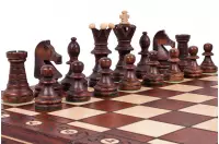 SZACHY AMBASADOR - duże drewniane szachy z wypalaną szachownicą