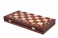 SZACHY AMBASADOR - duże drewniane szachy z wypalaną szachownicą