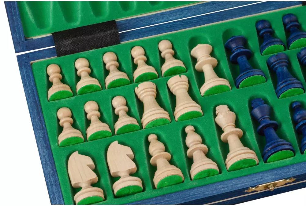 SZACHY MAGNETYCZNE DREWNIANE - NIEBIESKIE