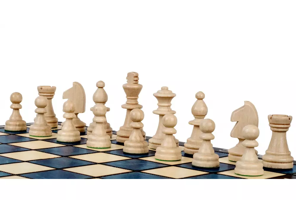 SZACHY MAGNETYCZNE DREWNIANE - NIEBIESKIE