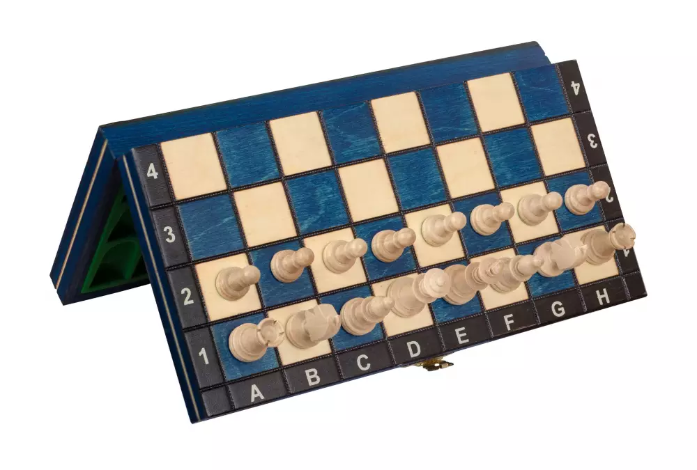 SZACHY MAGNETYCZNE DREWNIANE - NIEBIESKIE