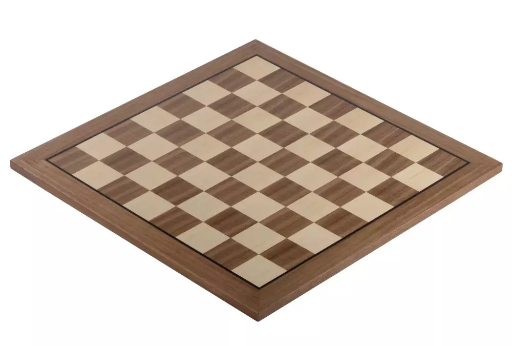 Deska szachowa nr 5 (bez opisu) z czarną ramką orzech/klon (intarsja) - Ekskluzywna