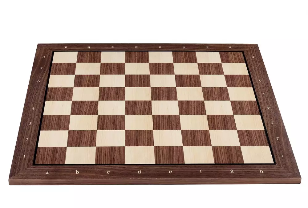 Deska szachowa nr 5+ (z opisem) z czarną ramką orzech/klon (intarsja) - Ekskluzywna