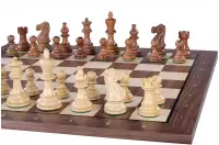 Deska szachowa nr 5+ (z opisem) z czarną ramką orzech/klon (intarsja) - Ekskluzywna