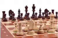 Szachy Turniejowe nr 4 (42x42cm) Intarsjowane - piękny zestaw rzeźbionych szachów drewnianych - na prezent dla dziecka i dorosłego