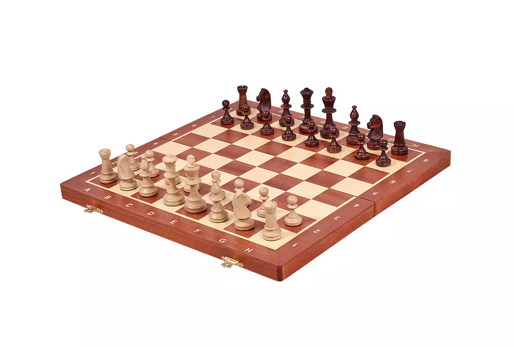 Szachy Turniejowe nr 5 Intarsjowane (48x48cm) - PROFESJONALNY zestaw szachowy