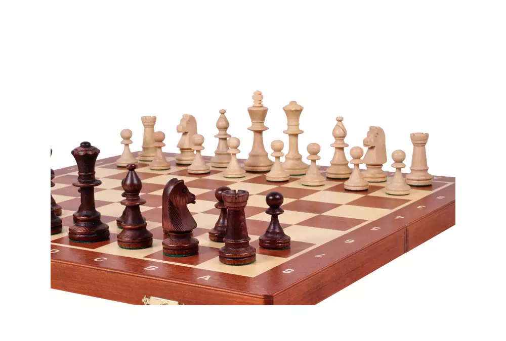 Szachy Turniejowe nr 5 Intarsjowane (48x48cm) - PROFESJONALNY zestaw szachowy