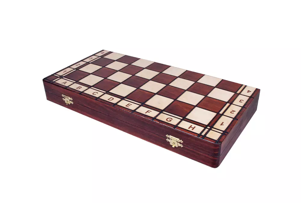 Drewniana kasetka szachowa z wkładką (42 x 42 cm)