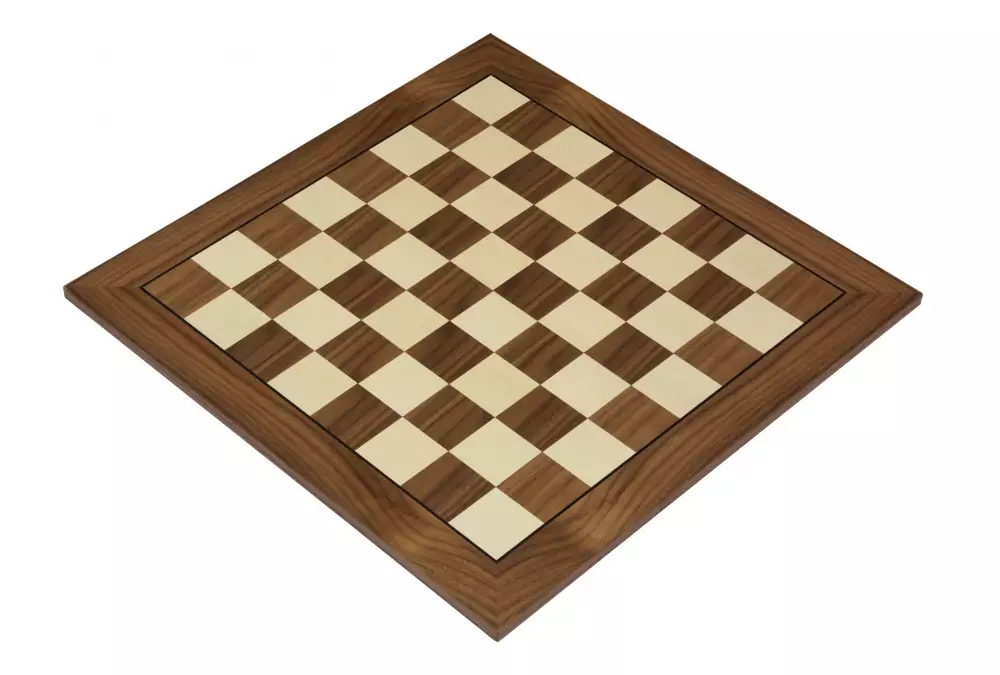 Deska szachowa nr 5+ z czarną ramką (bez opisu) orzech/klon (intarsja) - Ekskluzywna