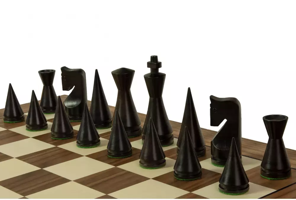 Deska szachowa nr 5+ z czarną ramką (bez opisu) orzech/klon (intarsja) - Ekskluzywna