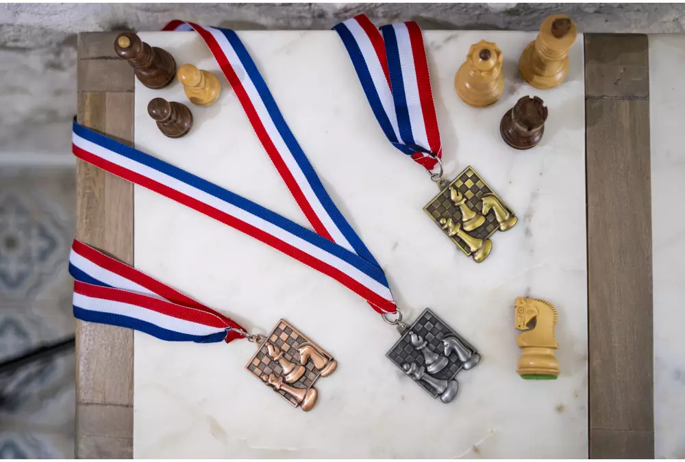 Medal szachowy kwadratowy - złoty