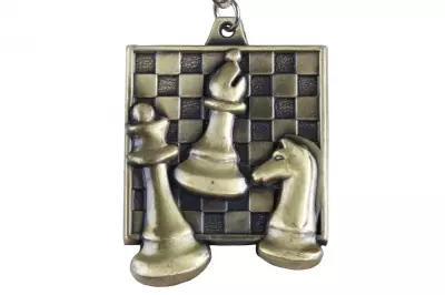 Zestaw 3 medali szachowych  - złoty/srebrny/brązowy - medal kwadratowy