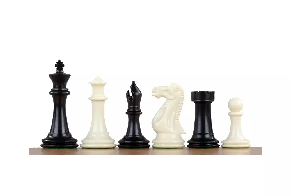 Figury szachowe Collector Staunton nr 6, białe/czarne, dociążane metalem (król 98 mm)