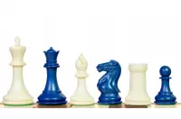 Figury szachowe Exclusive Staunton nr 6, białe/niebieskie, dociążane metalem (król 95 mm)