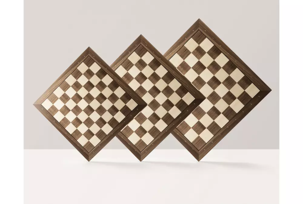 Ekskluzywna deska szachowa nr 6 (z opisem) orzech/klon (intarsja)