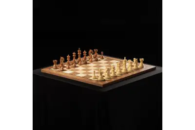 Deska szachowa nr 5+ z czarną ramką (bez opisu) orzech/klon (intarsja) - Ekskluzywna