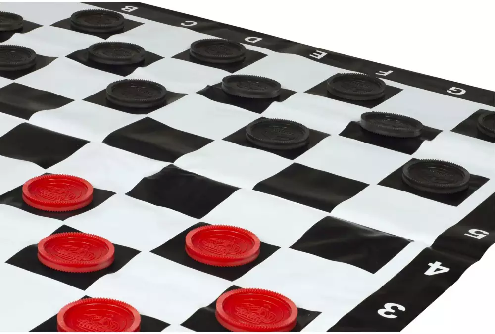 Mały zestaw do szachów i warcabów plenerowych / ogrodowych (król 20 cm) - figury + pionki do warcabów + szachownica