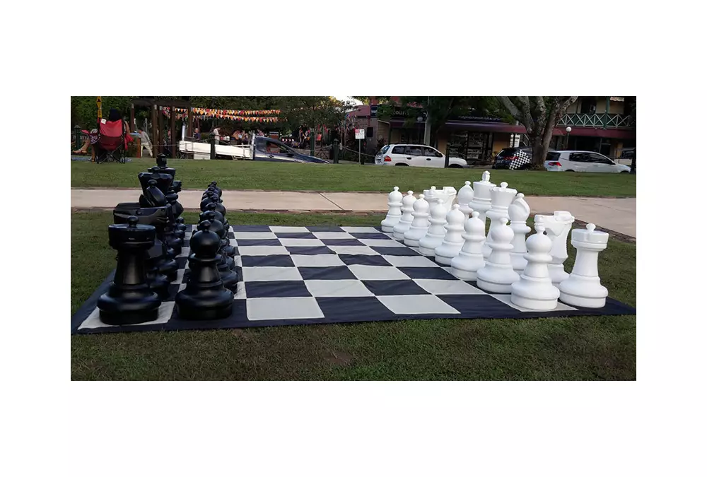 Zestaw do szachów plenerowych / ogrodowych (król 64 cm) - figury + szachownica nylonowa
