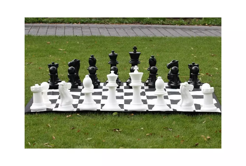 Zestaw do szachów plenerowych / ogrodowych (król 40 cm) - figury + szachownica nylonowa