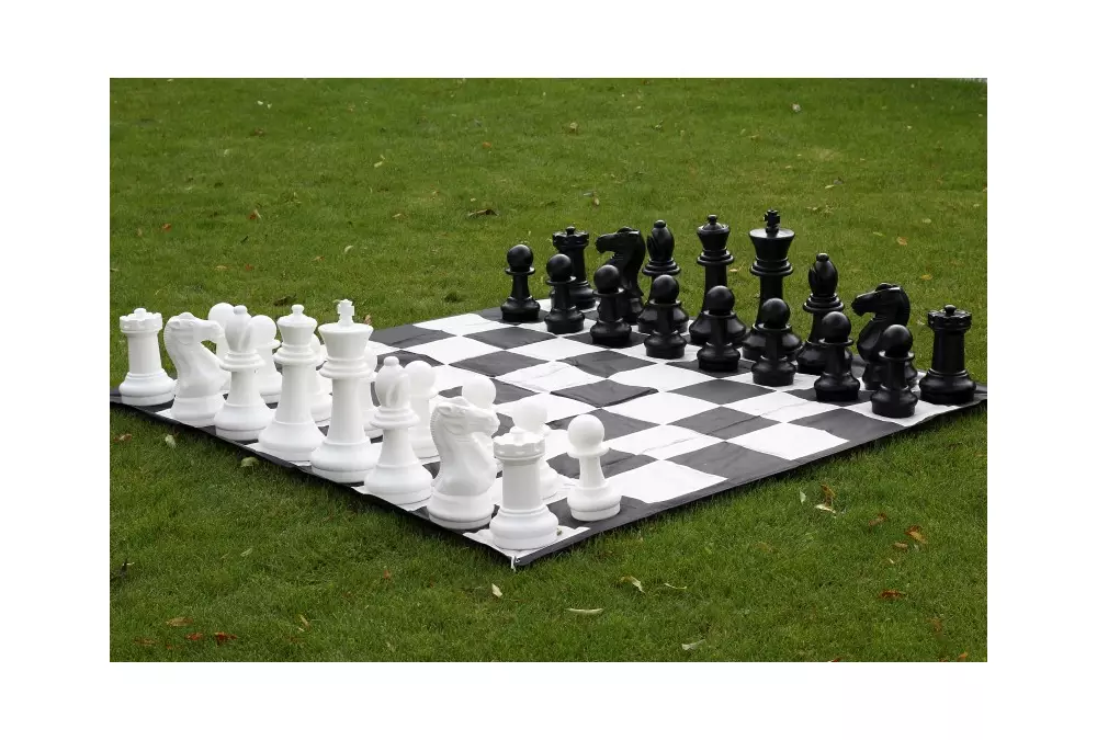 Zestaw do szachów plenerowych / ogrodowych (król 40 cm) - figury + szachownica nylonowa