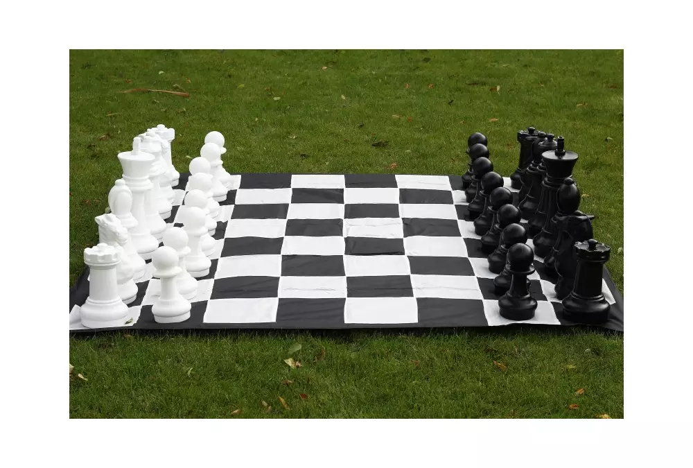 Zestaw do szachów plenerowych / ogrodowych (król 40 cm) - figury + szachownica nylonowa