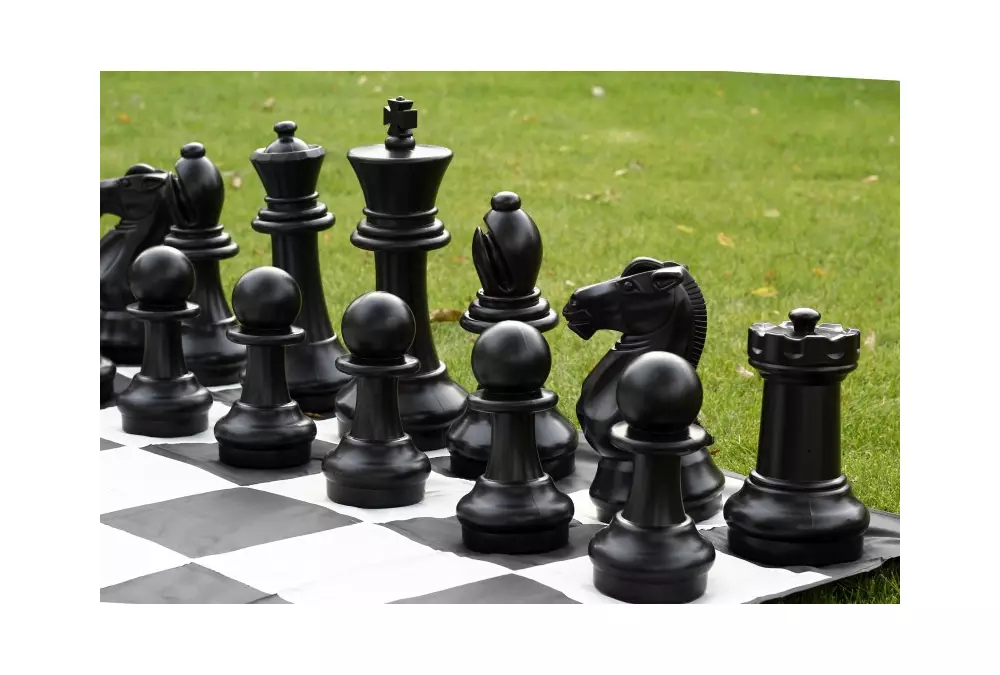 Zestaw do szachów plenerowych / ogrodowych (król 40 cm) - figury + szachownica nylonowa
