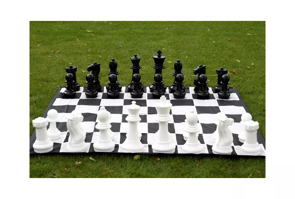 Zestaw do szachów plenerowych / ogrodowych (król 40 cm) - figury + szachownica nylonowa