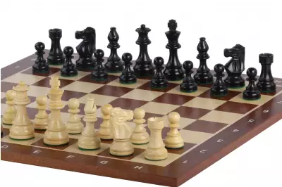 Zestaw szachowy French Lardy - szachownica (pole 50 mm), figury (król 90 mm)