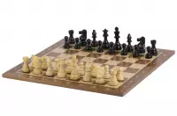 Zestaw szachowy French Lardy - szachownica orzechowa (pole 50 mm), figury (król 90 mm)