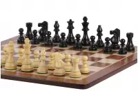 Zestaw szachowy French Lardy - szachownica padukowa (pole 58 mm), figury (król 96 mm)