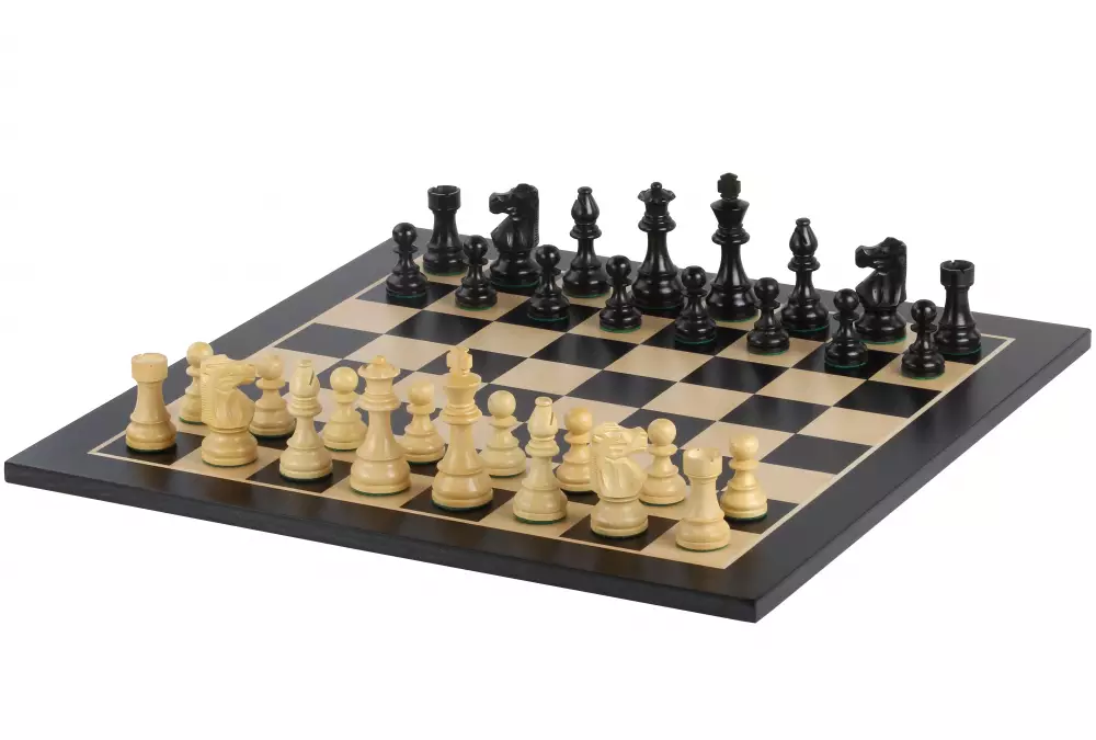Zestaw szachowy French Lardy - szachownica hebanizowana (pole 58 mm), figury (król 96 mm)