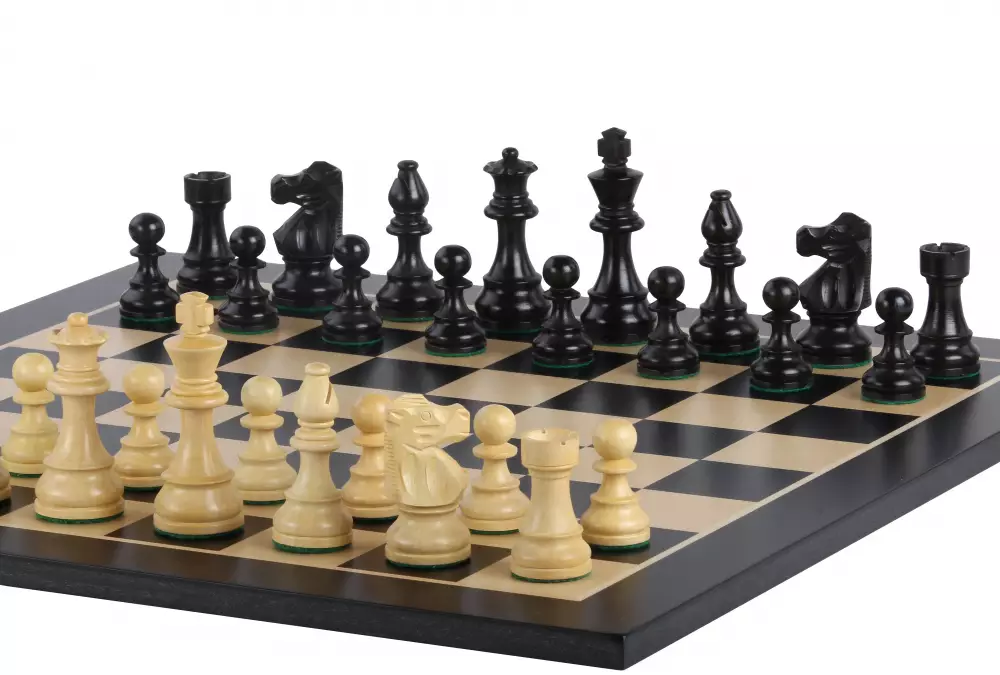 Zestaw szachowy French Lardy - szachownica hebanizowana (pole 58 mm), figury (król 96 mm)