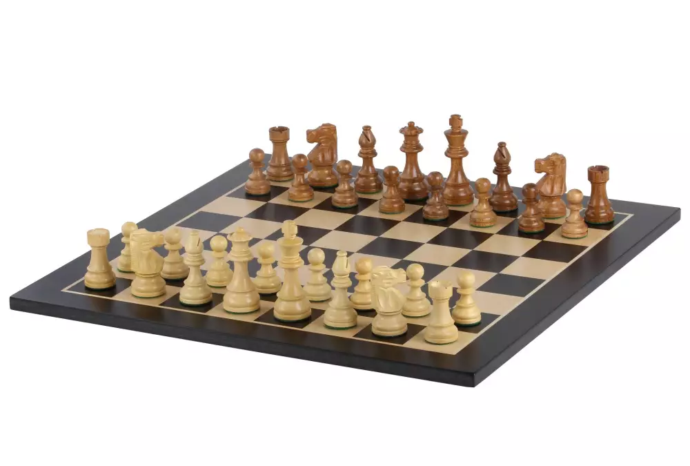 Zestaw szachowy French Lardy - szachownica hebanizowana (pole 58 mm), figury akacjowe (król 96 mm)