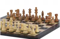 Zestaw szachowy French Lardy - szachownica hebanizowana (pole 58 mm), figury akacjowe (król 96 mm)