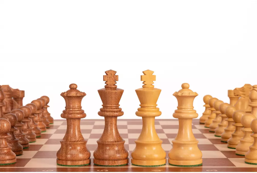 Zestaw szachowy French Mahogany| Król 98 mm | Pole 58 mm | Drewniany