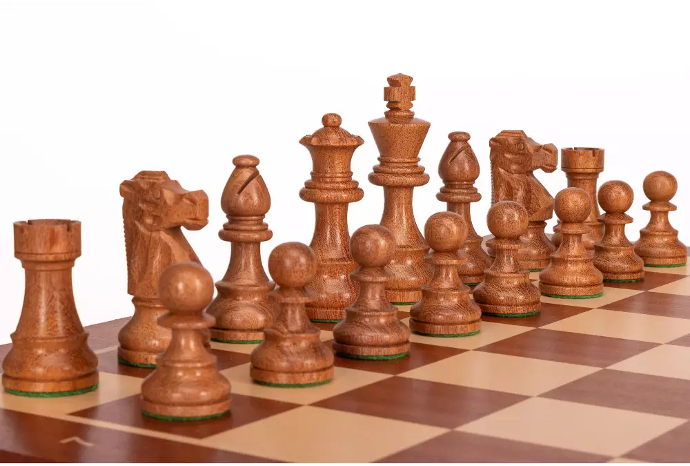 Zestaw szachowy French Mahogany| Król 98 mm | Pole 58 mm | Drewniany