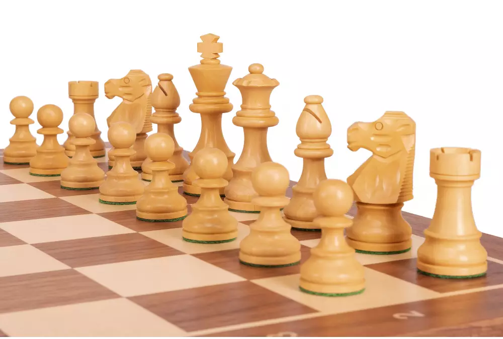 Zestaw szachowy French Walnut | Król 98 mm | Pole 58 mm | Drewniany