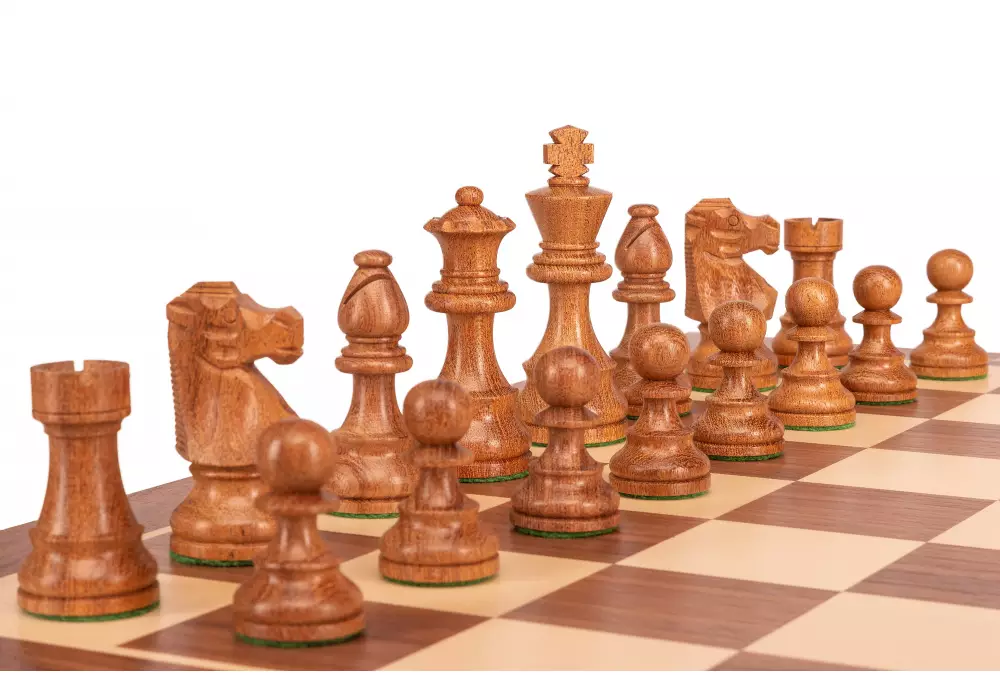 Zestaw szachowy French Walnut | Król 98 mm | Pole 58 mm | Drewniany