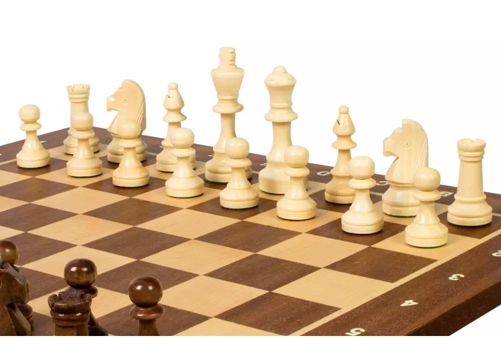 Zestaw szachowy turniejowy Nr 4 - szachownica 40 mm + figury Sunrise Staunton 78 mm